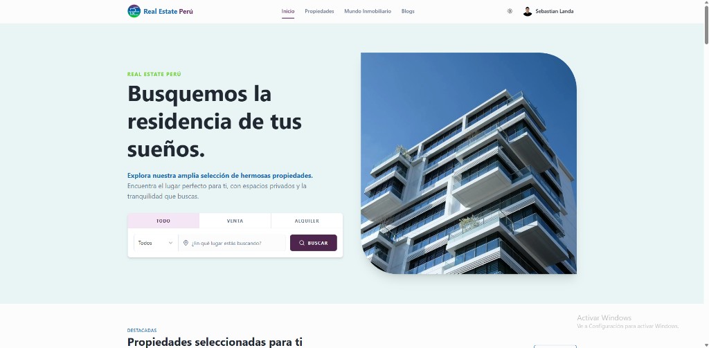 Captura del proyecto Real Estate Perú